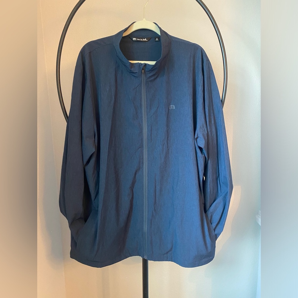 Travis Mathew Jacket Mens XXL Blue Full Zip Lightweight Golf Windbreaker